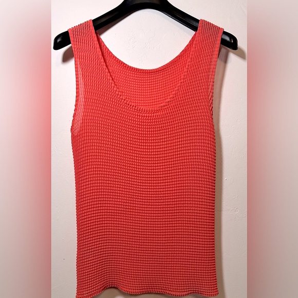 Babette Crinkle Sheer Tank Top Coral/Orange Size Medium EUC - Picture 1 of 9